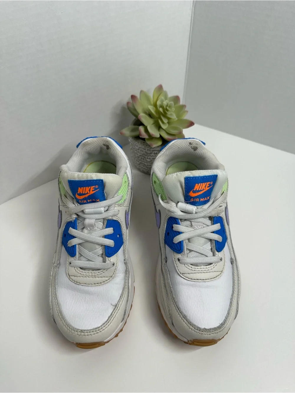 Nike Kids Air Max Sneakers - White with Blue, Green & Orange Accents